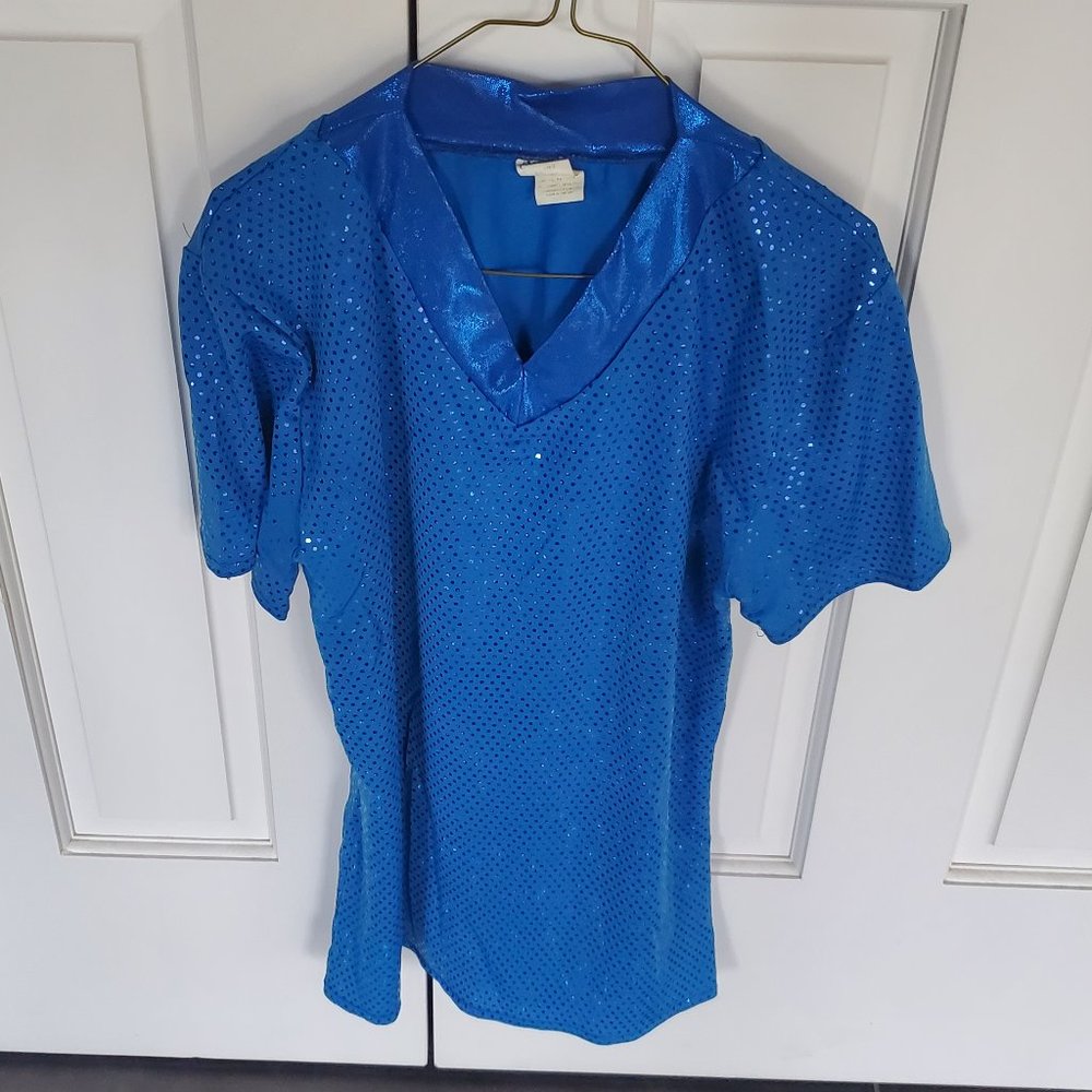A Wish Come True Dark Blue Mens Sequin Dance Top - Medium Adult